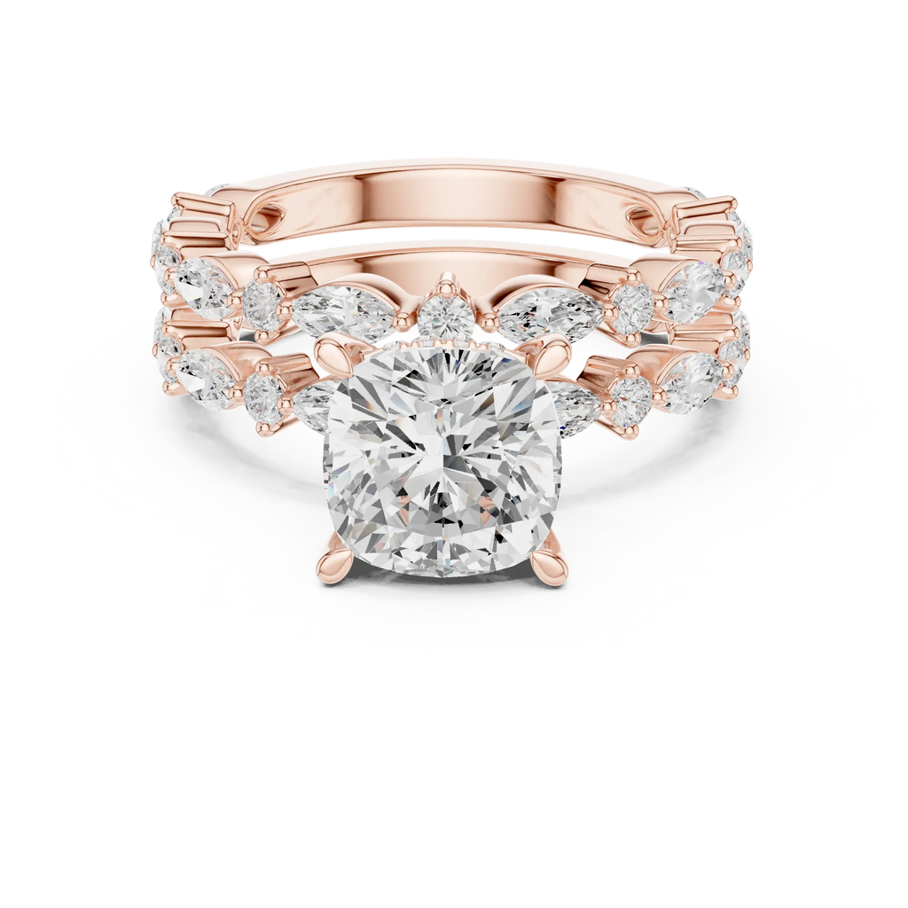 4.97 CT VVS D Color Cushion Cut Diamond Wedding Ring