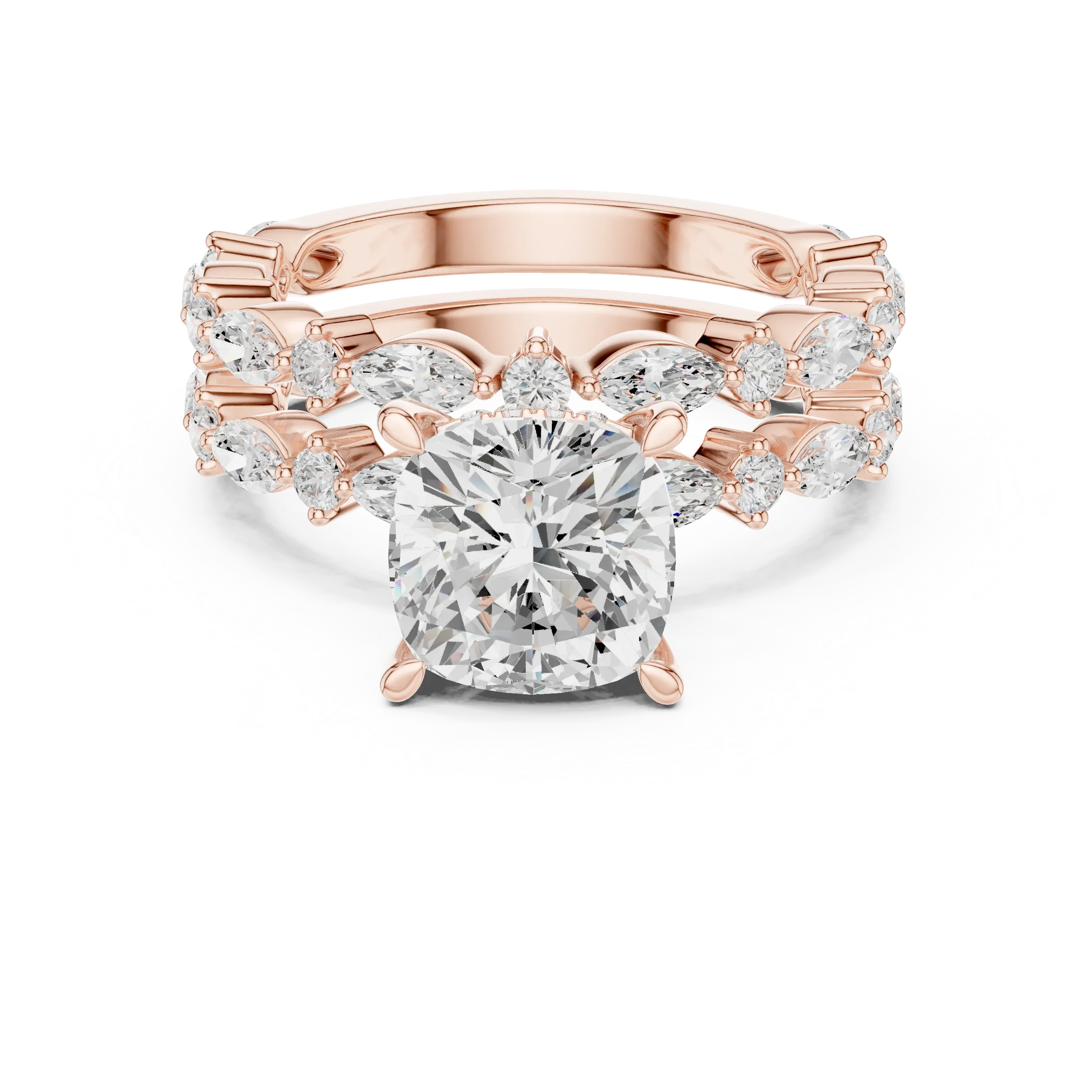 4.97 CT VVS D Color Cushion Cut Diamond Wedding Ring