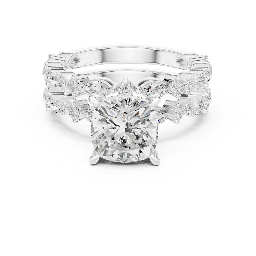 4.97 CT VVS D Color Cushion Cut Diamond Wedding Ring