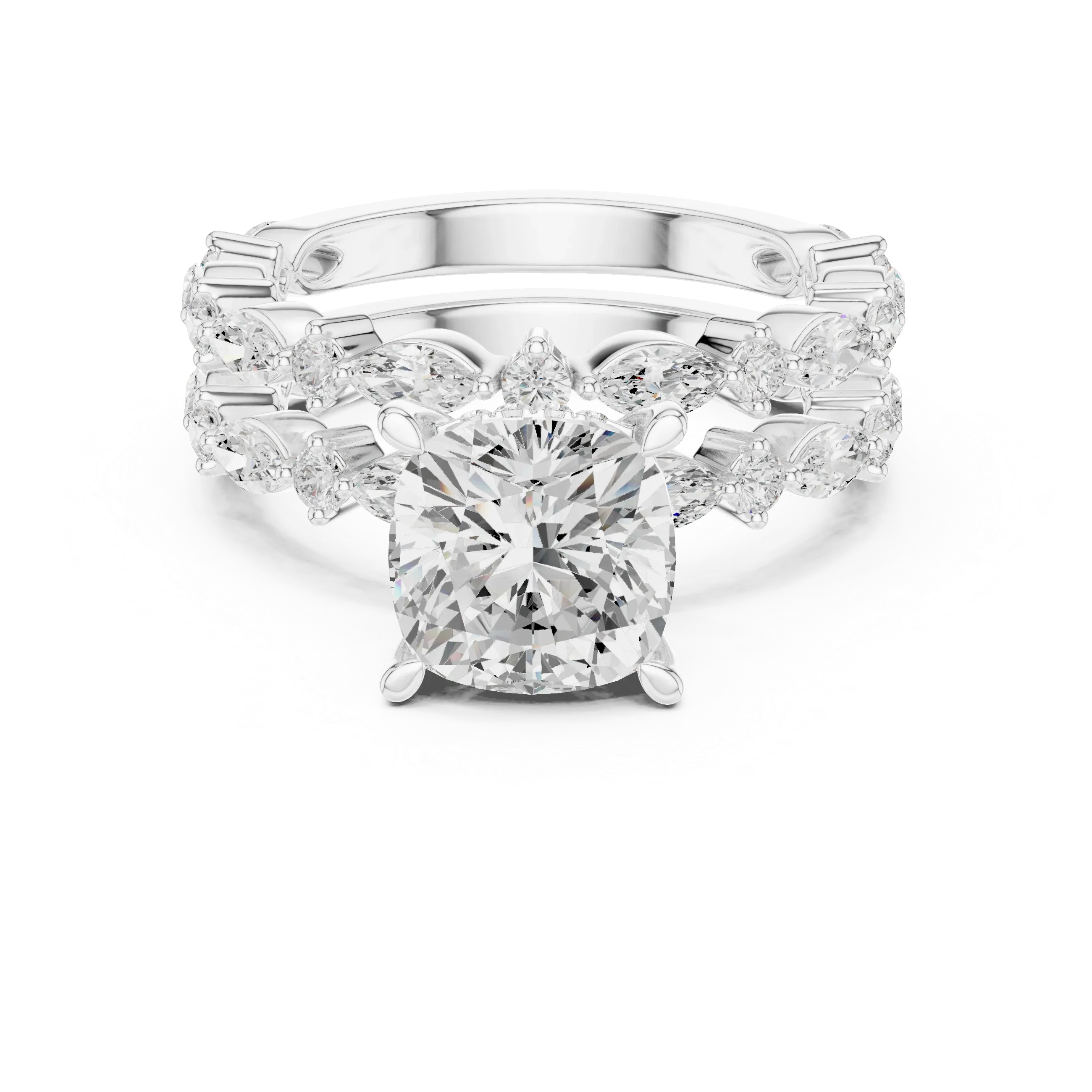 4.97 CT VVS D Color Cushion Cut Diamond Wedding Ring