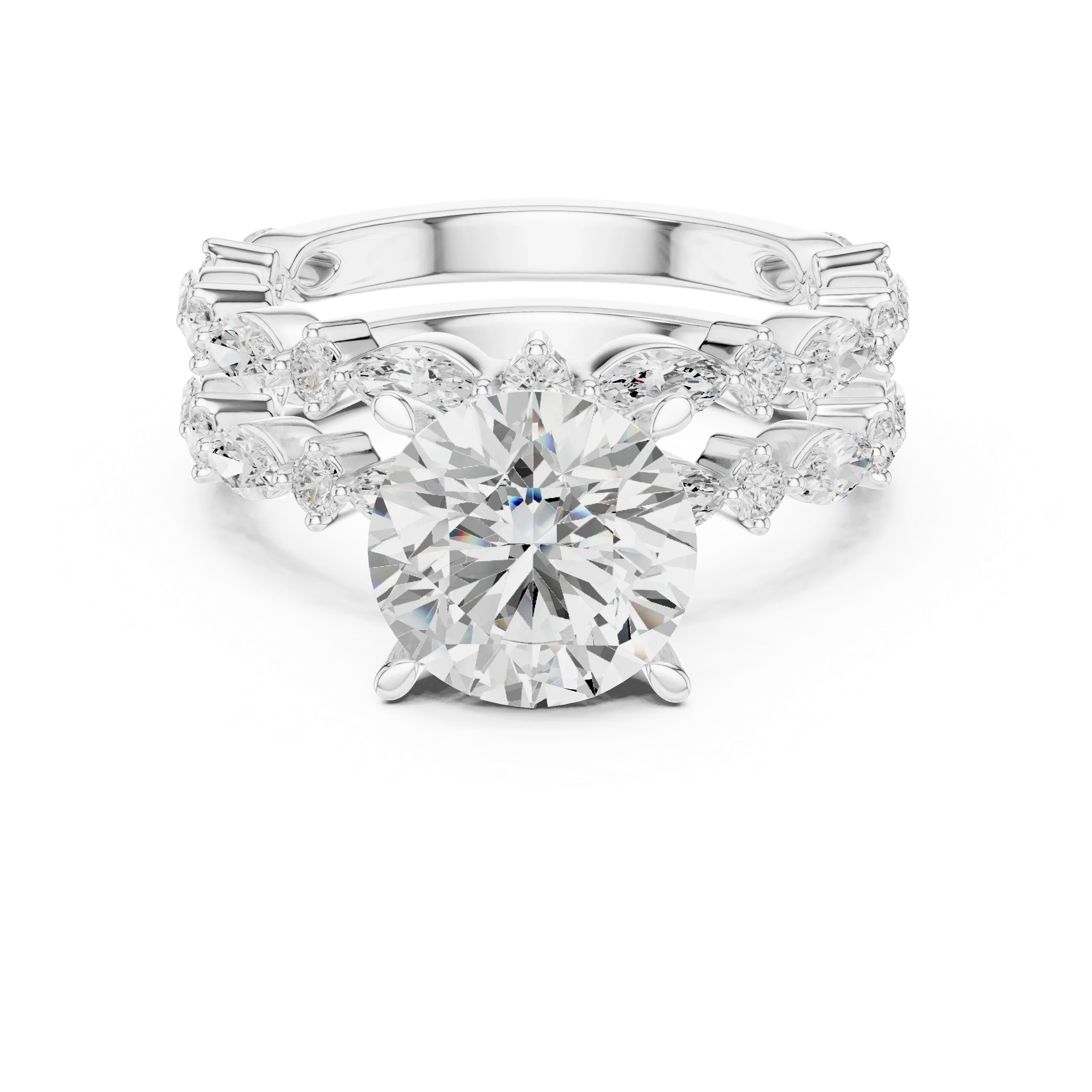 4.97 CT VVS D Color Round Cut Diamond Wedding Ring