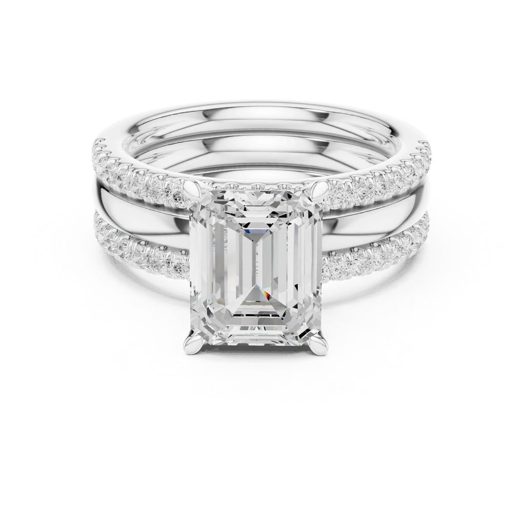 3.50 CT Emerald Cut Diamond Trio - Engagement Ring