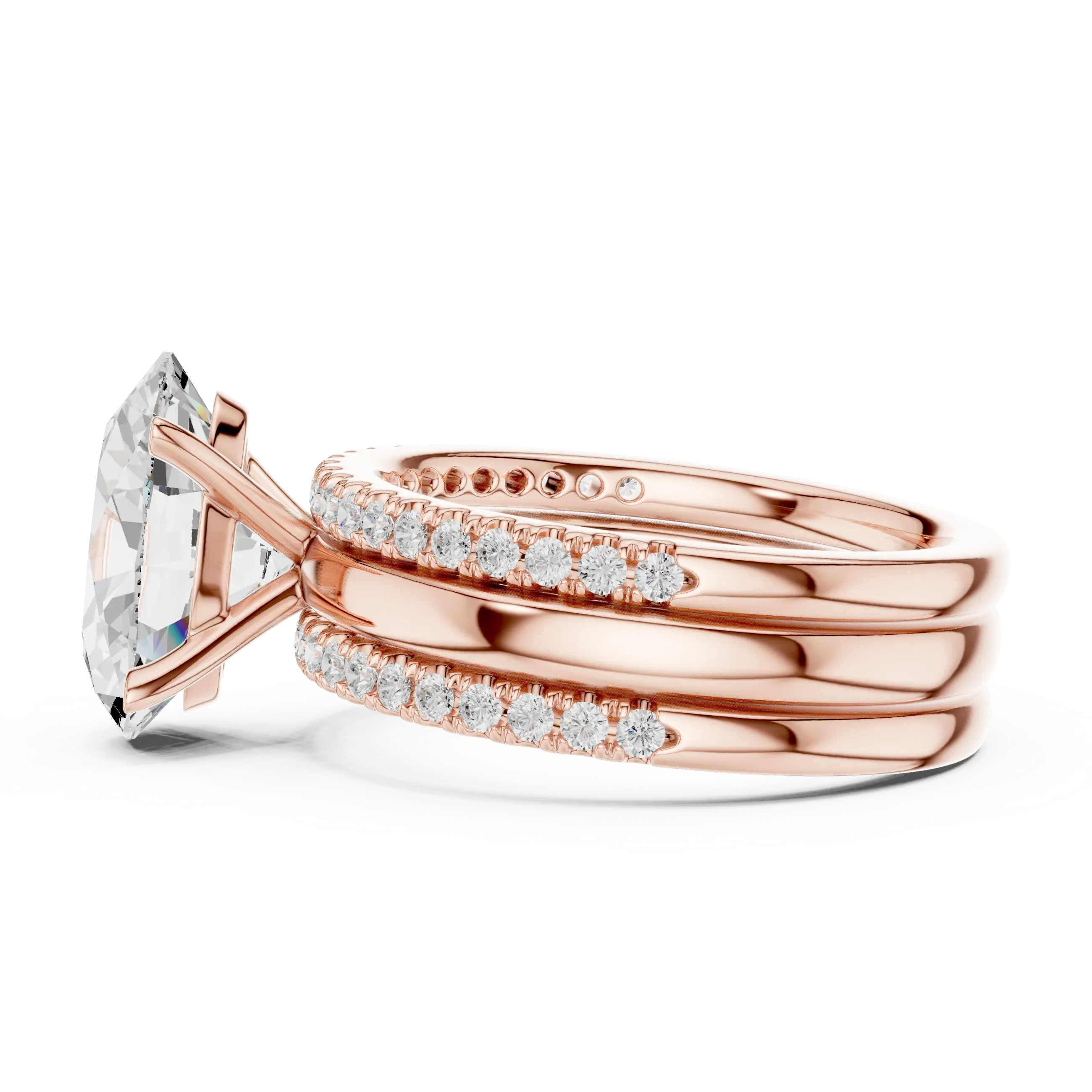 3.50 CT Oval Cut Diamond Trio - Engagement Ring