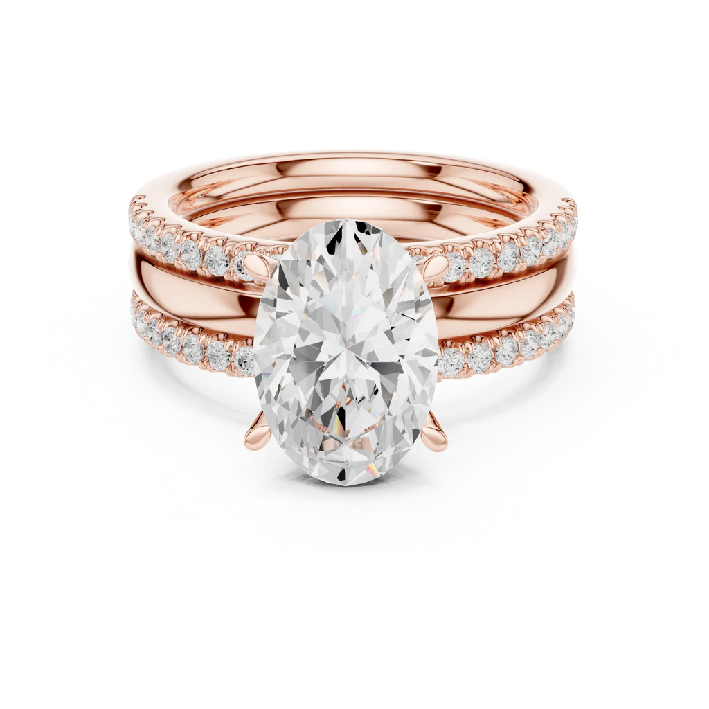 3.50 CT Oval Cut Diamond Trio - Engagement Ring