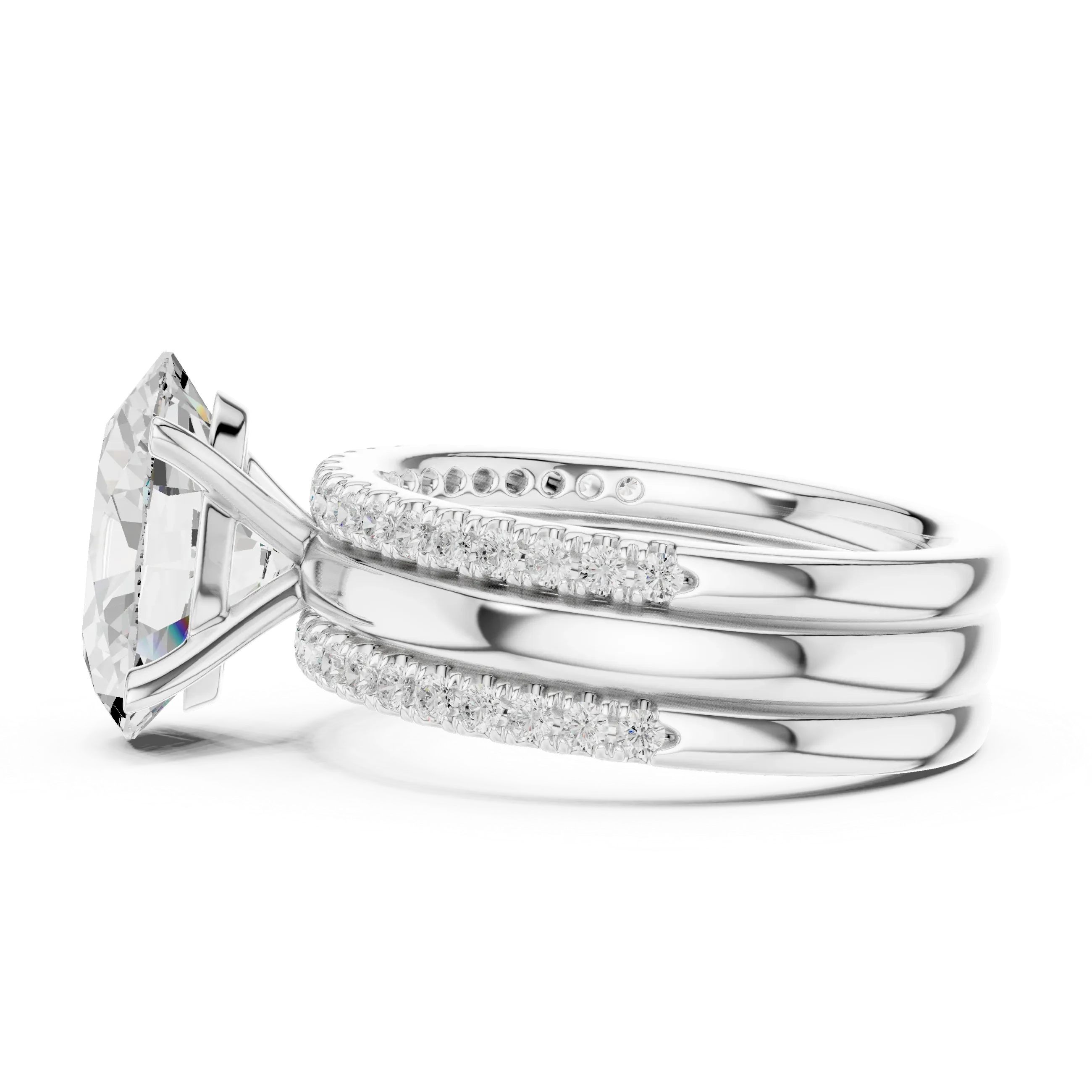 3.50 CT Oval Cut Diamond Trio - Engagement Ring