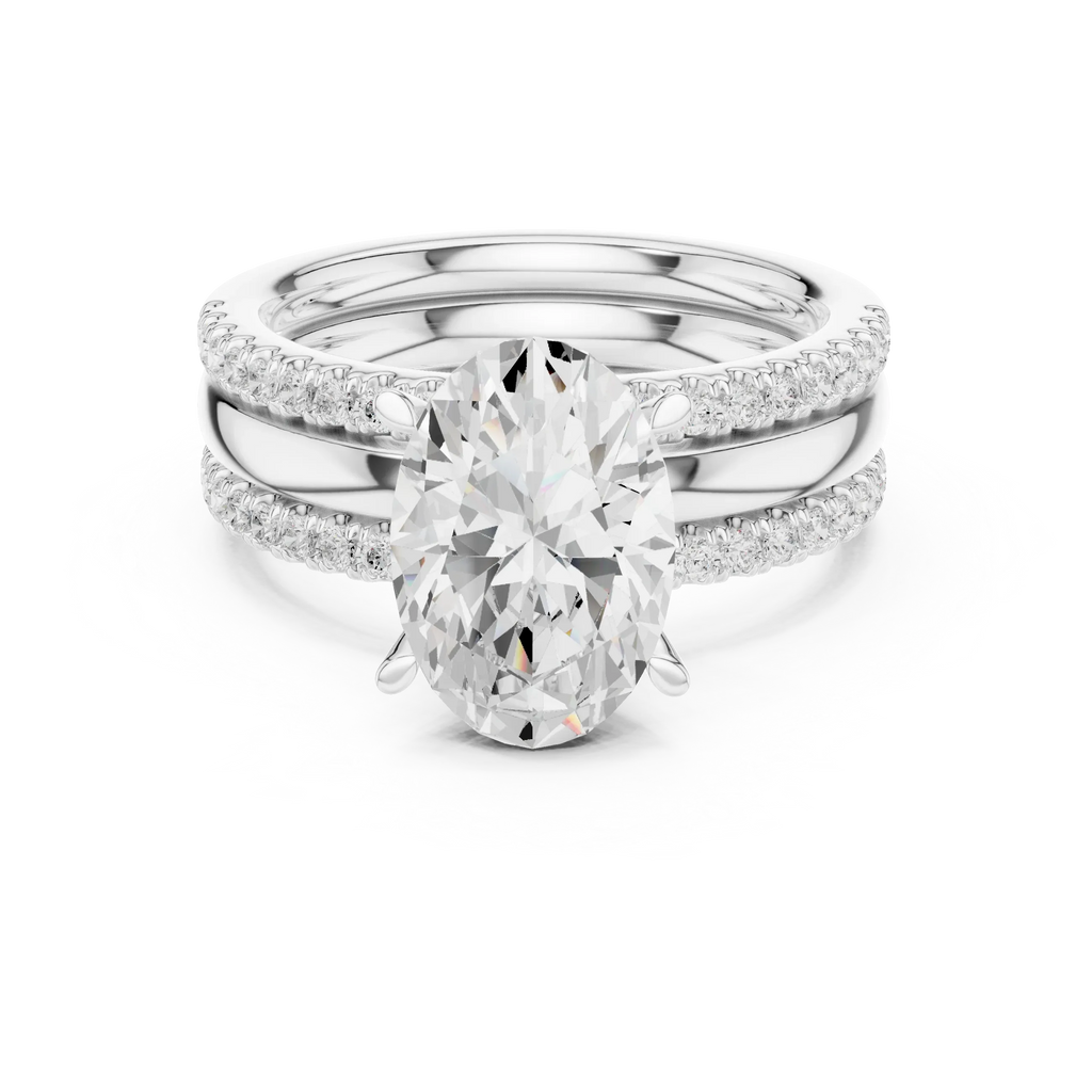 3.50 CT Oval Cut Diamond Trio - Engagement Ring