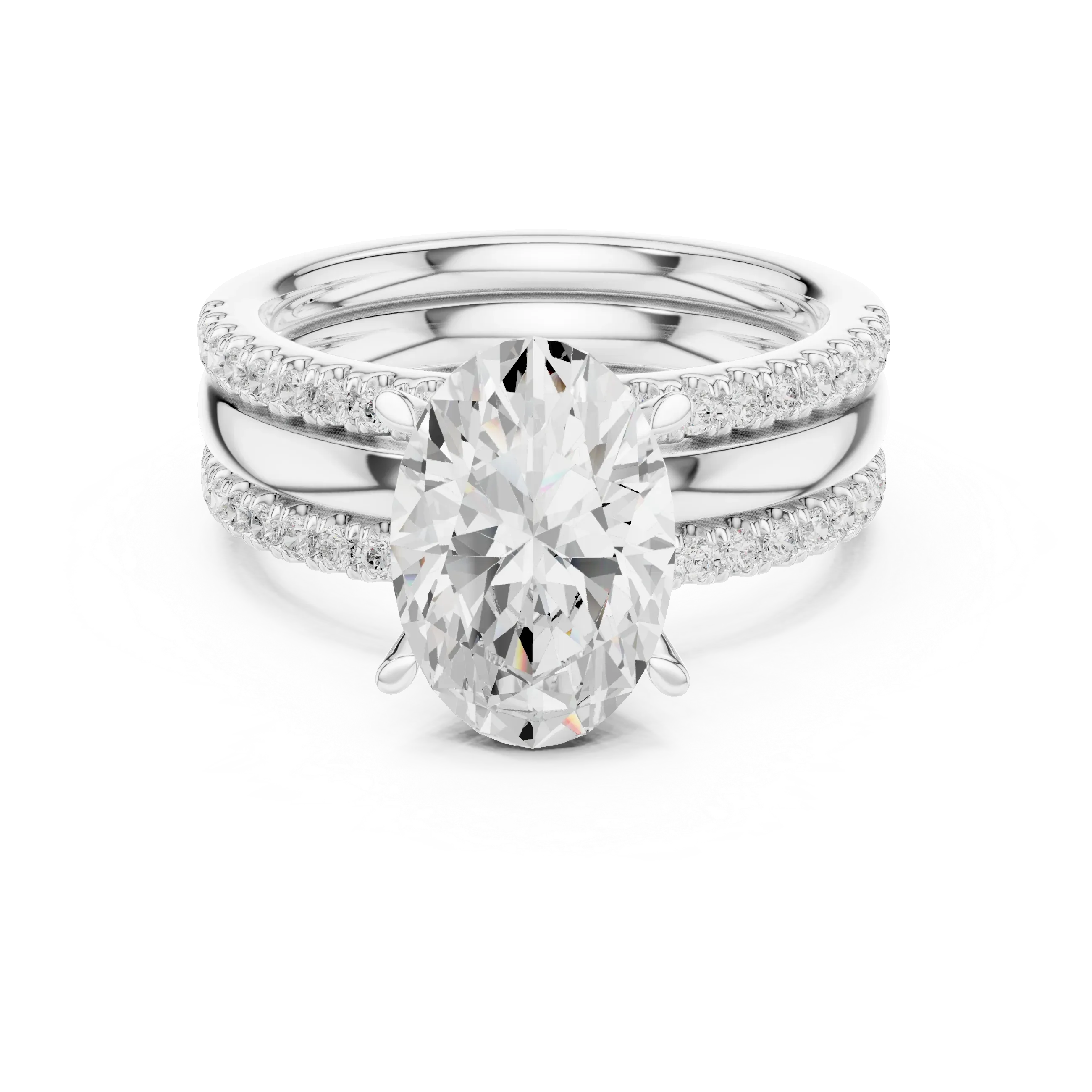 3.50 CT Oval Cut Diamond Trio - Engagement Ring