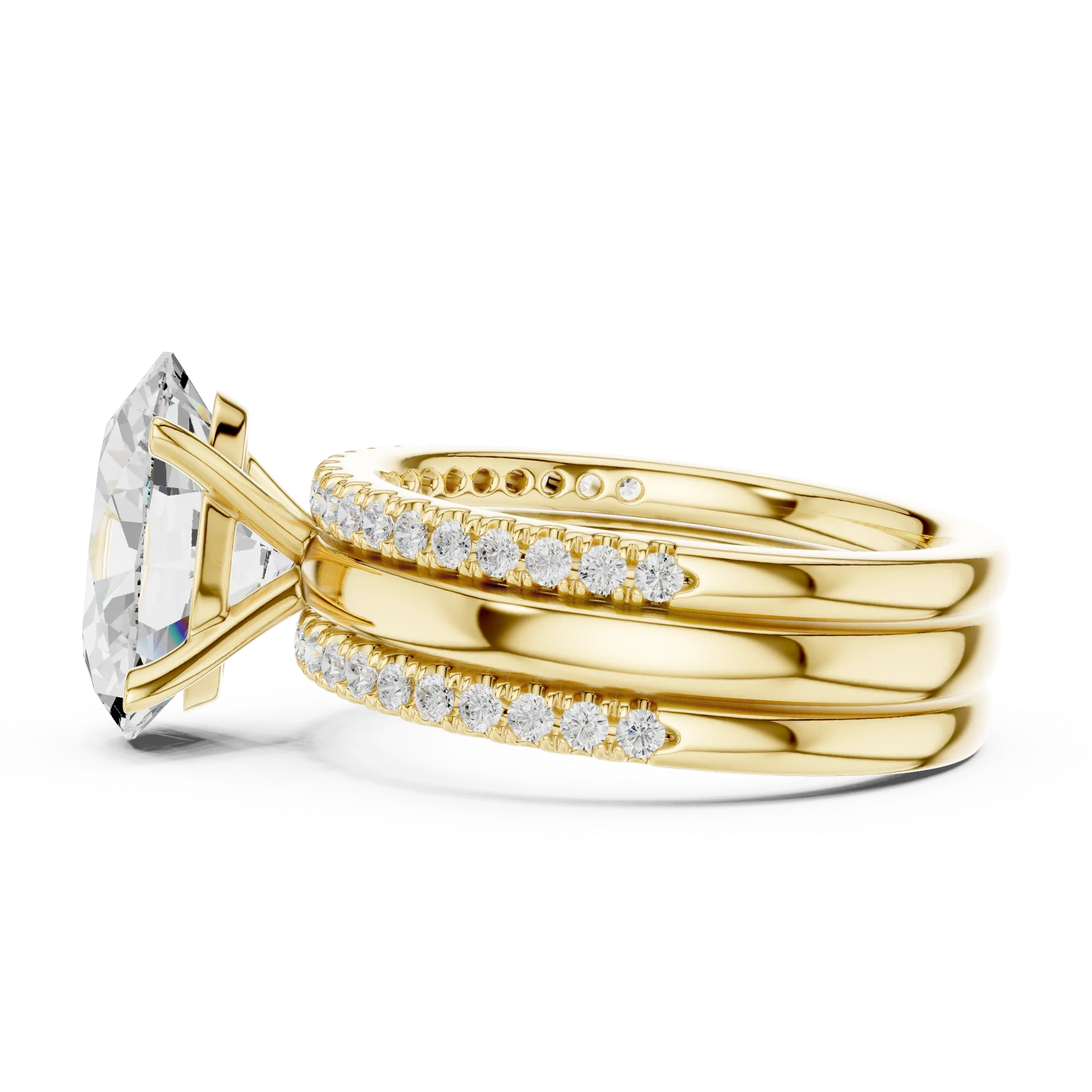 3.50 CT Oval Cut Diamond Trio - Engagement Ring