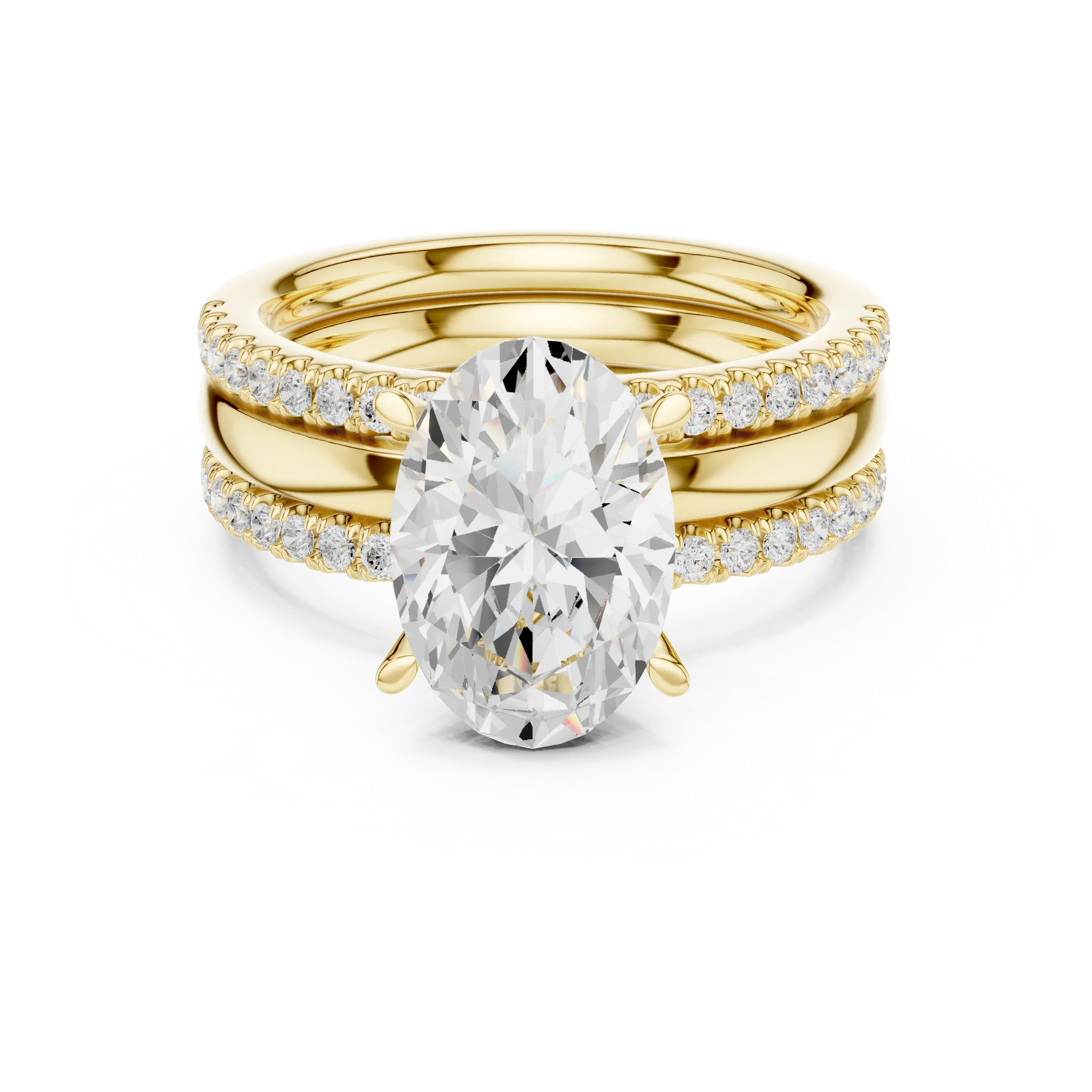 3.50 CT Oval Cut Diamond Trio - Engagement Ring
