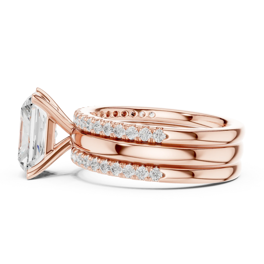 3.50 CT Radiant Cut Diamond Trio - Engagement Ring