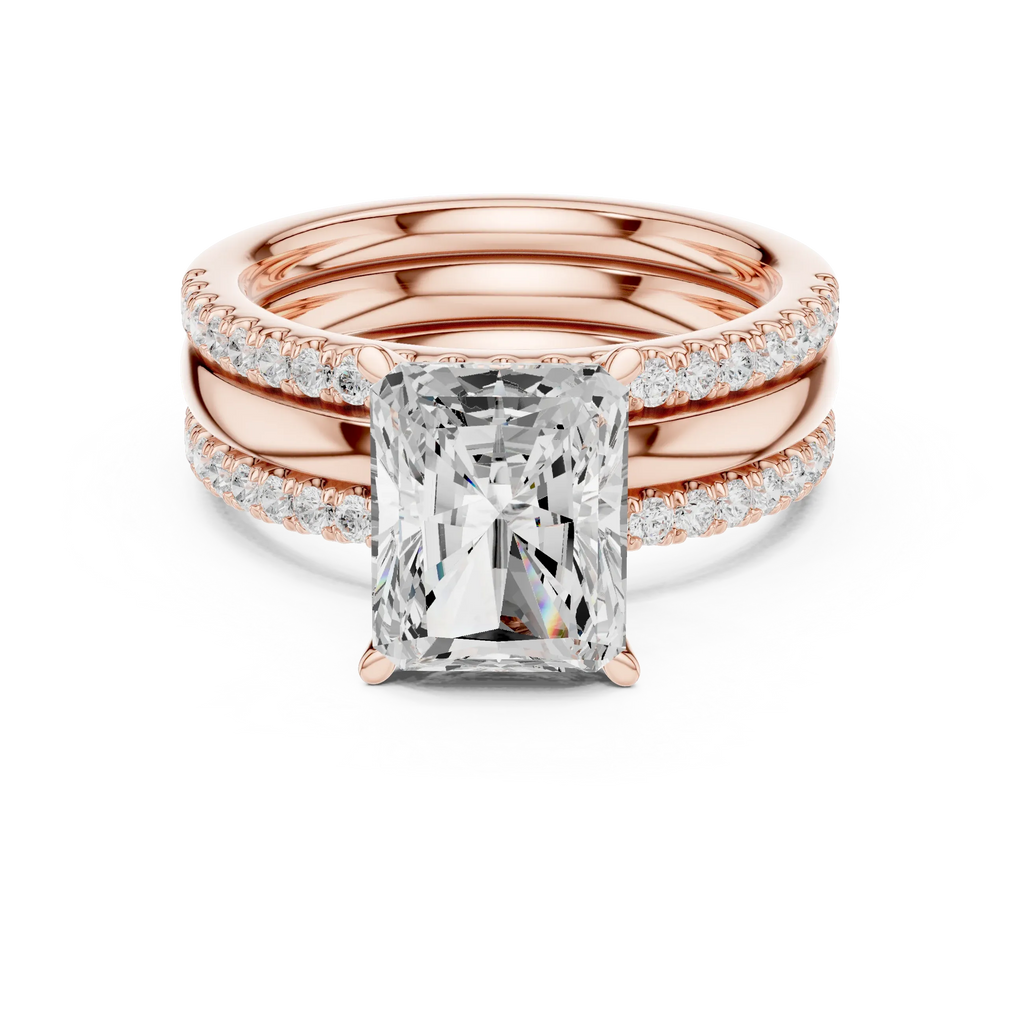 3.50 CT Radiant Cut Diamond Trio - Engagement Ring