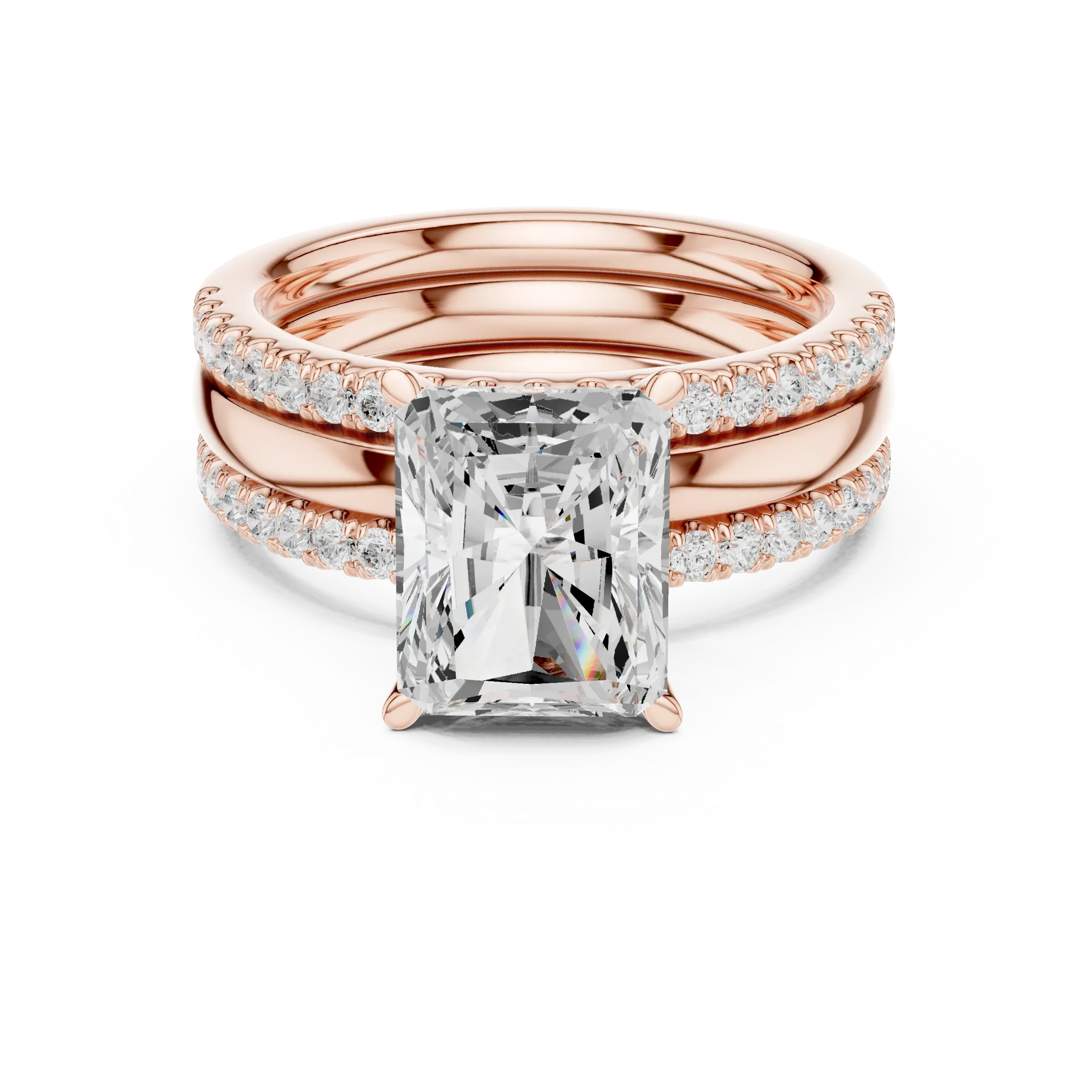 3.50 CT Radiant Cut Diamond Trio - Engagement Ring