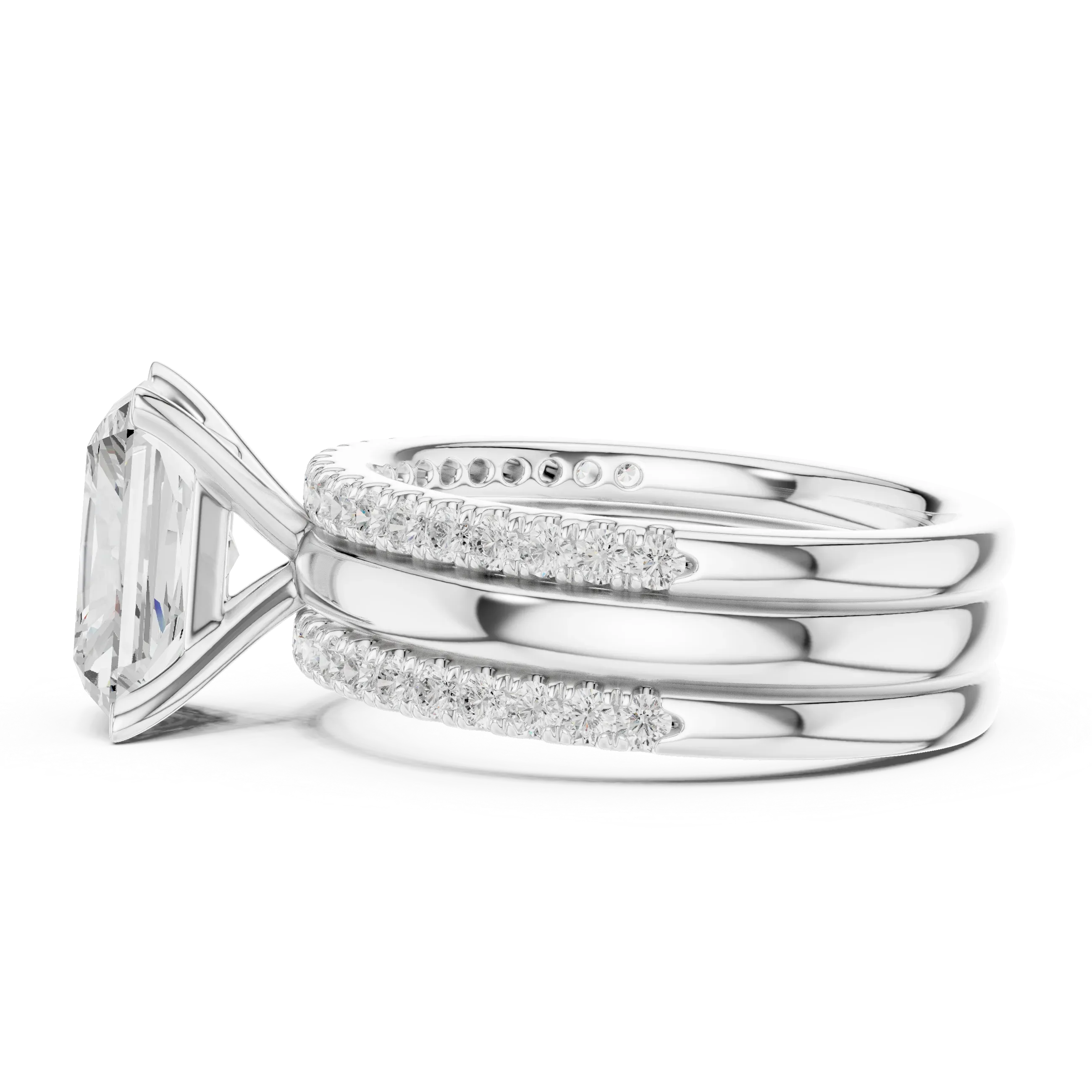 3.50 CT Radiant Cut Diamond Trio - Engagement Ring