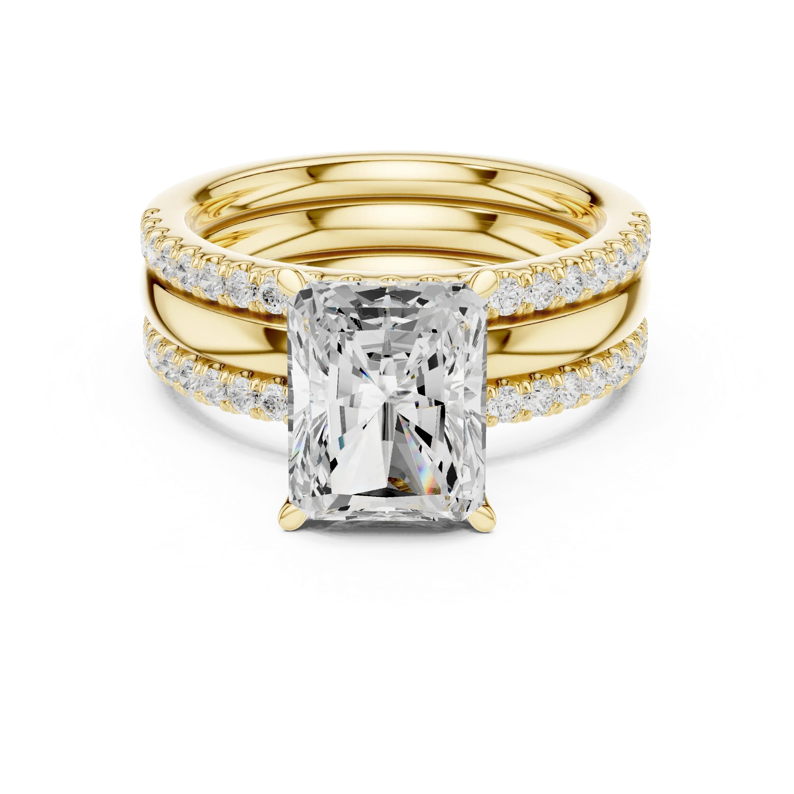 3.50 CT Radiant Cut Diamond Trio - Engagement Ring