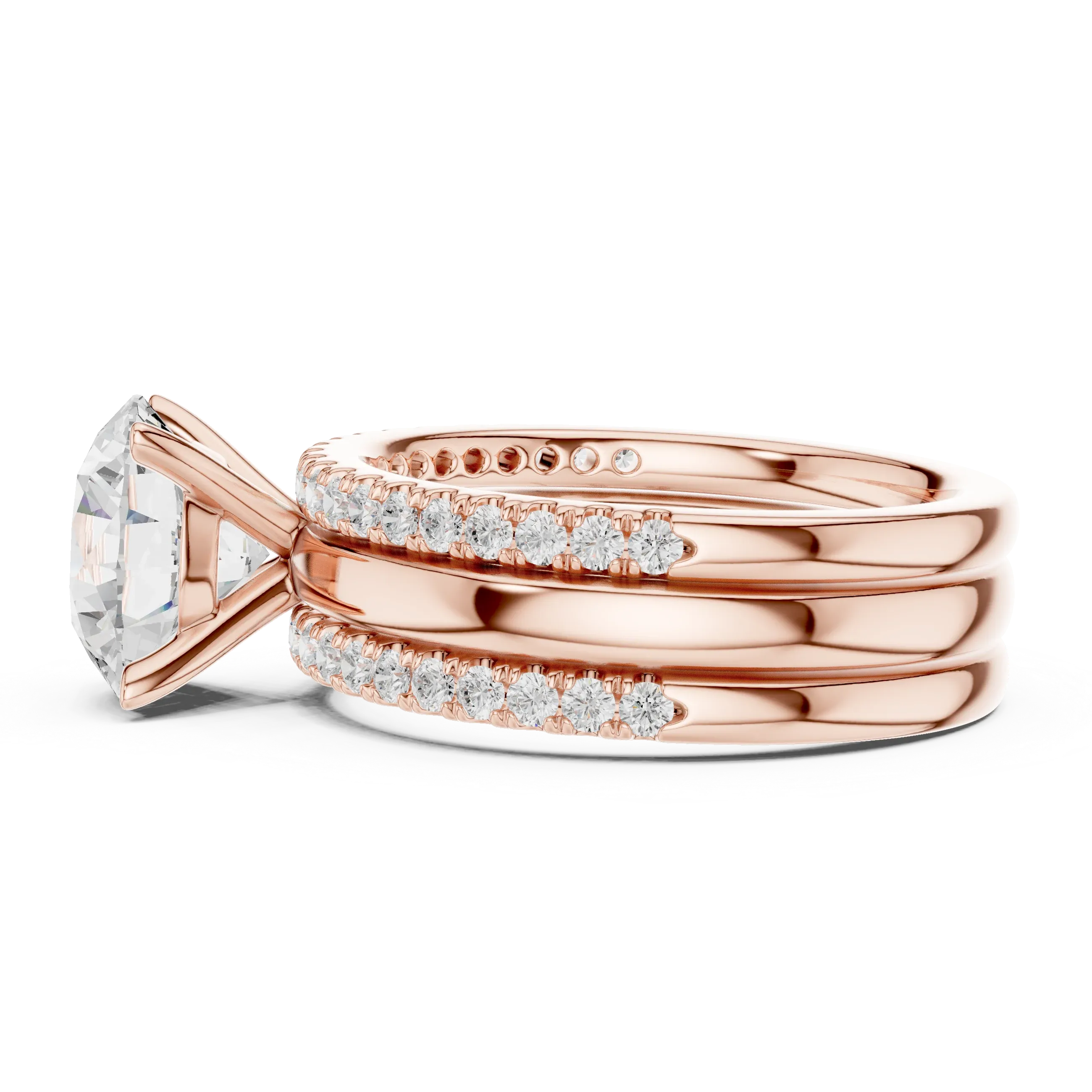 3.50 CT Round Cut Diamond Trio - Engagement Ring