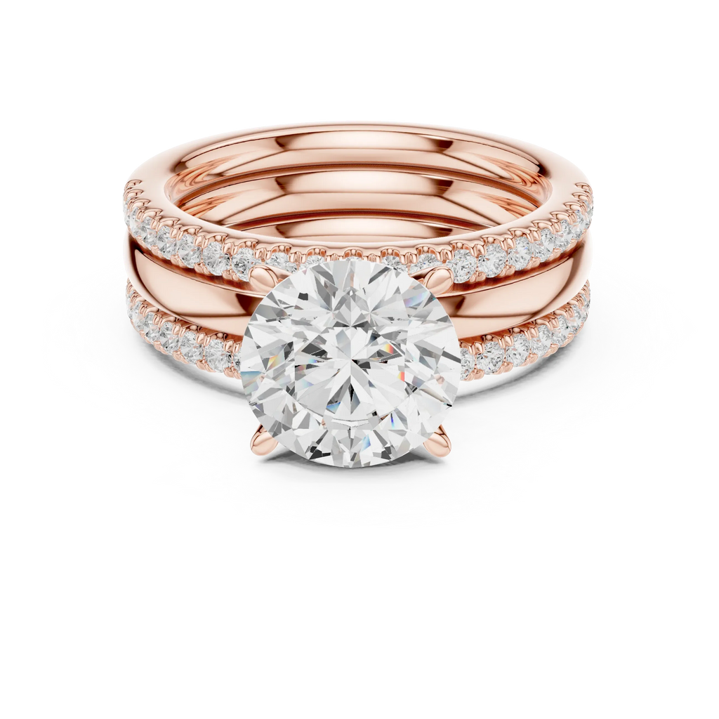 3.50 CT Round Cut Diamond Trio - Engagement Ring