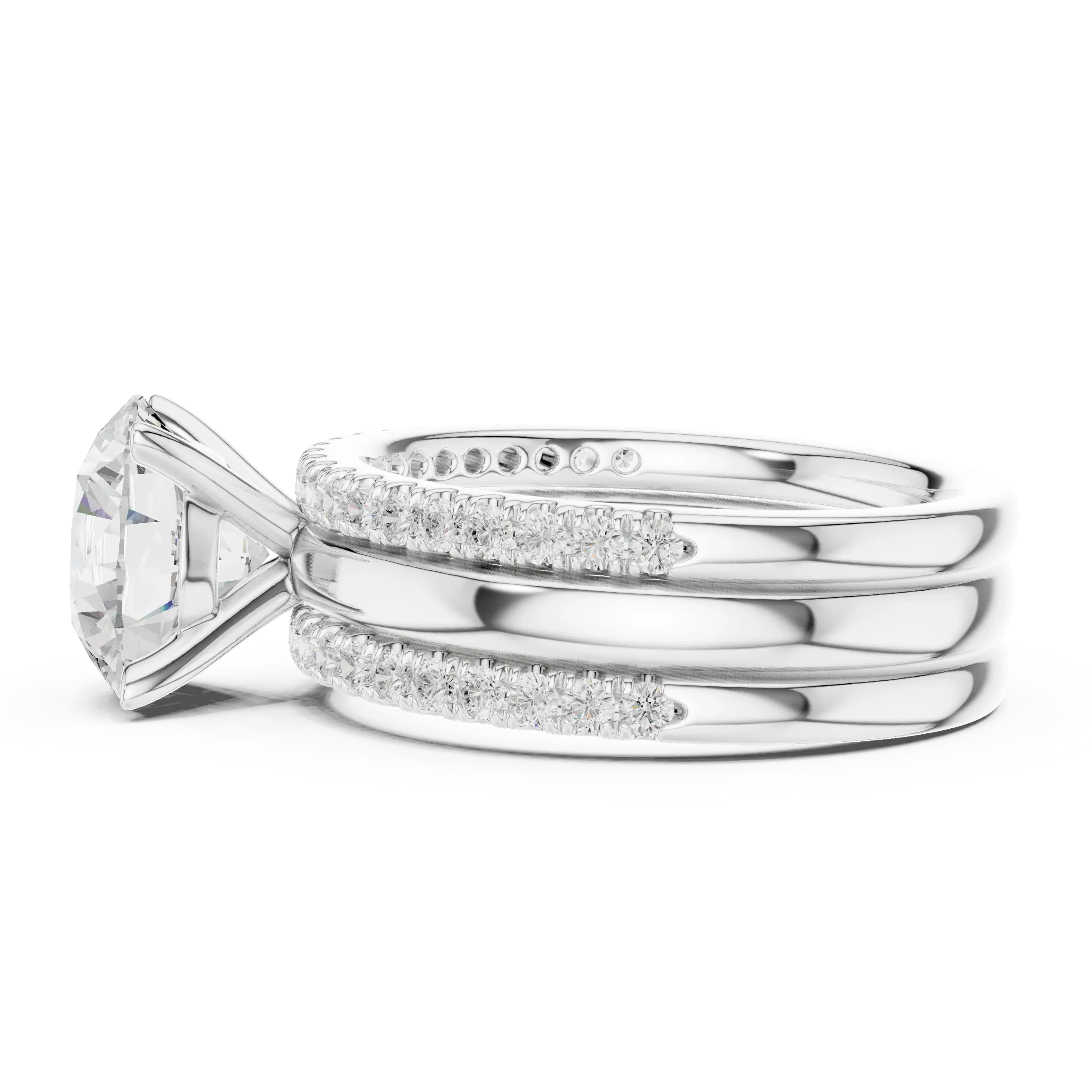 3.50 CT Round Cut Diamond Trio - Engagement Ring