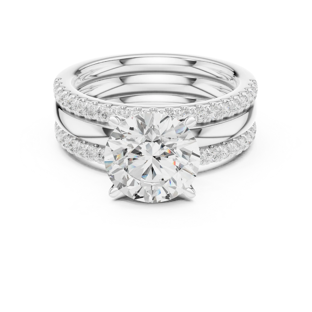 3.50 CT Round Cut Diamond Trio - Engagement Ring