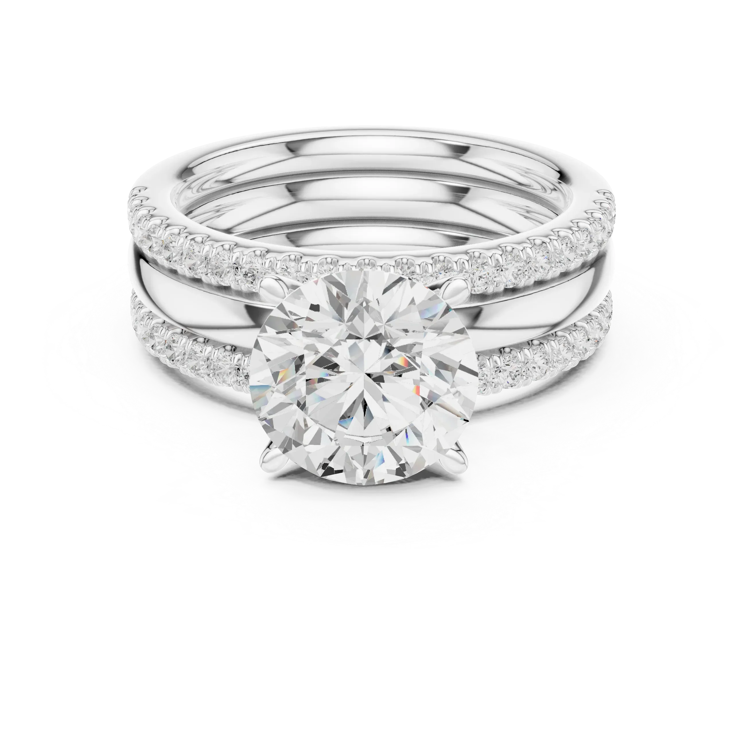 3.50 CT Round Cut Diamond Trio - Engagement Ring