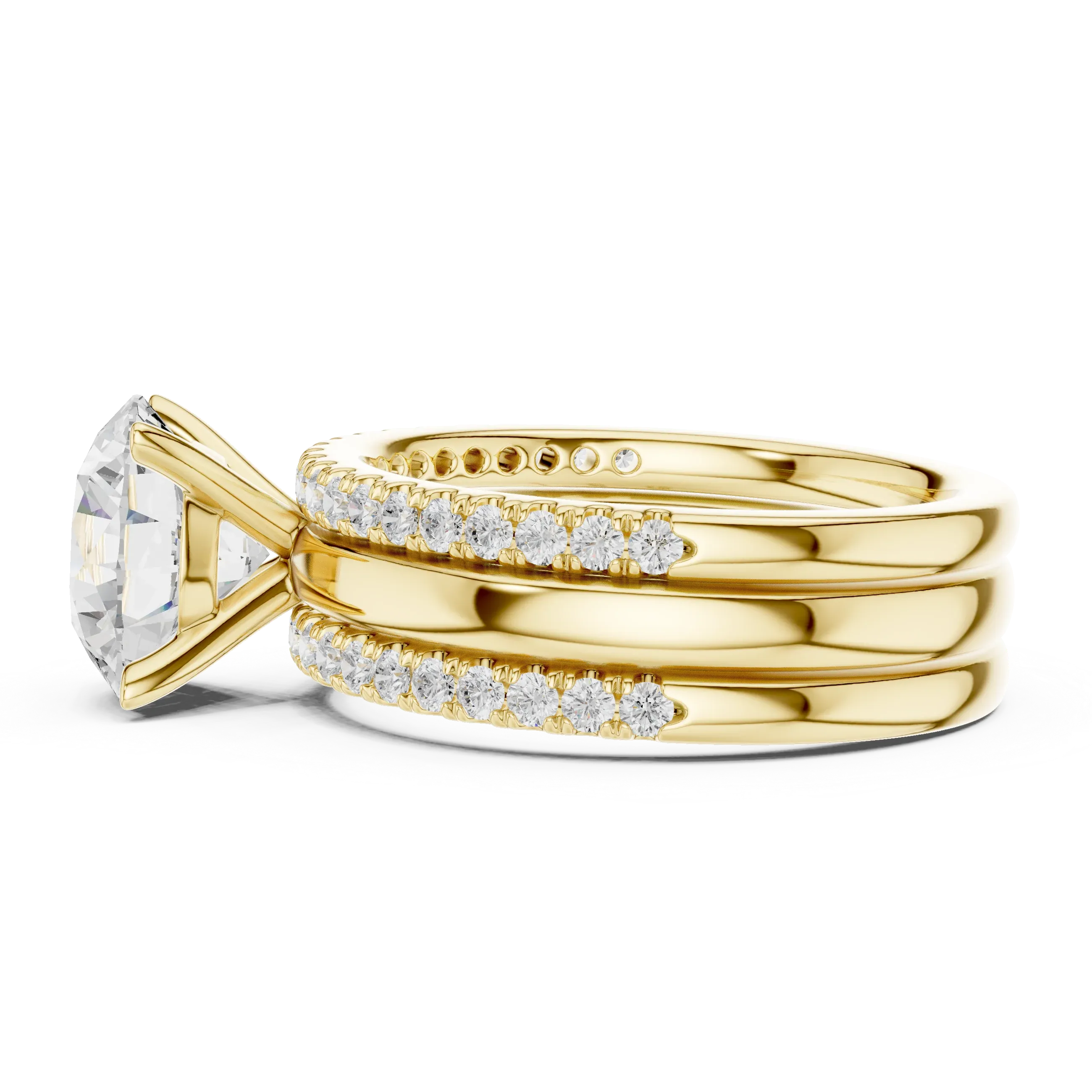 3.50 CT Round Cut Diamond Trio - Engagement Ring