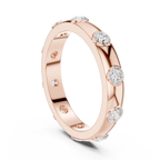 Modern Stackable Wedding Ring with Round Cut Diamonds 14K Yellow Gold