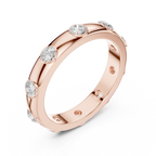 Modern Stackable Wedding Ring with Round Cut Diamonds 14K Yellow Gold