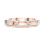 Modern Stackable Wedding Ring with Round Cut Diamonds 14K Yellow Gold