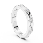 Modern Stackable Wedding Ring with Round Cut Diamonds 14K Yellow Gold