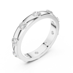 Modern Stackable Wedding Ring with Round Cut Diamonds 14K Yellow Gold