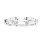 Modern Stackable Wedding Ring with Round Cut Diamonds 14K Yellow Gold
