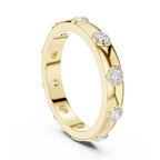 Modern Stackable Wedding Ring with Round Cut Diamonds 14K Yellow Gold