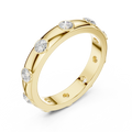 Modern Stackable Wedding Ring with Round Cut Diamonds 14K Yellow Gold