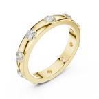 Modern Stackable Wedding Ring with Round Cut Diamonds 14K Yellow Gold