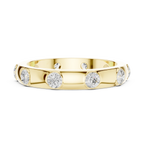 Modern Stackable Wedding Ring with Round Cut Diamonds 14K Yellow Gold
