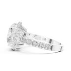 White Gold Round Cut Diamond Engagement Ring – Halo Setting with Baguette Diamonds