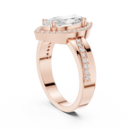 Marquise Moissanite Diamond Halo Ring 14K Rose Gold