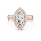 Marquise Moissanite Diamond Halo Ring 14K Rose Gold