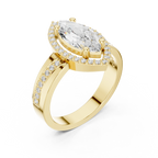 Marquise Moissanite Diamond Halo Ring 14K Rose Gold