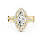 Marquise Moissanite Diamond Halo Ring 14K Rose Gold