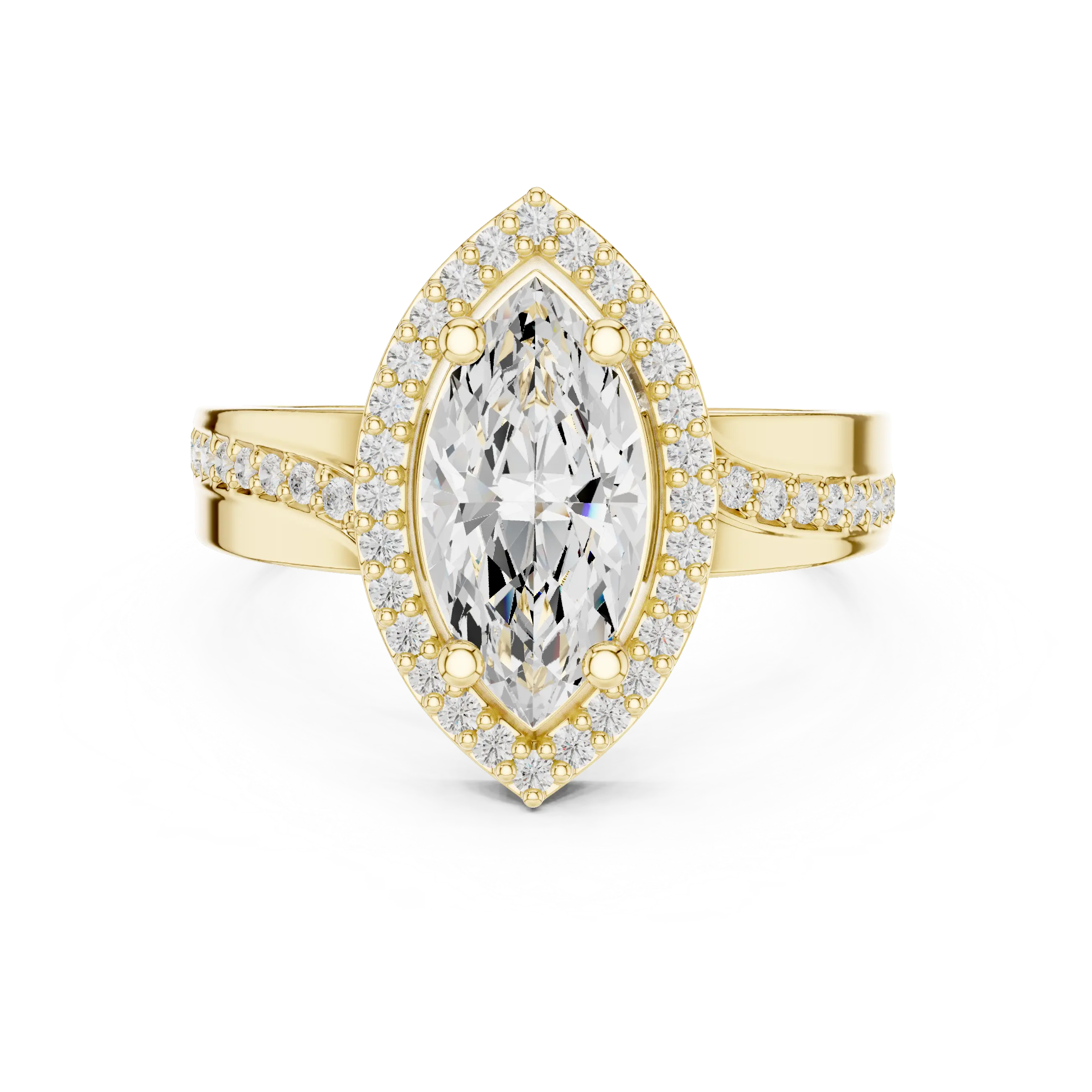 Marquise Moissanite Diamond Halo Ring 14K Rose Gold