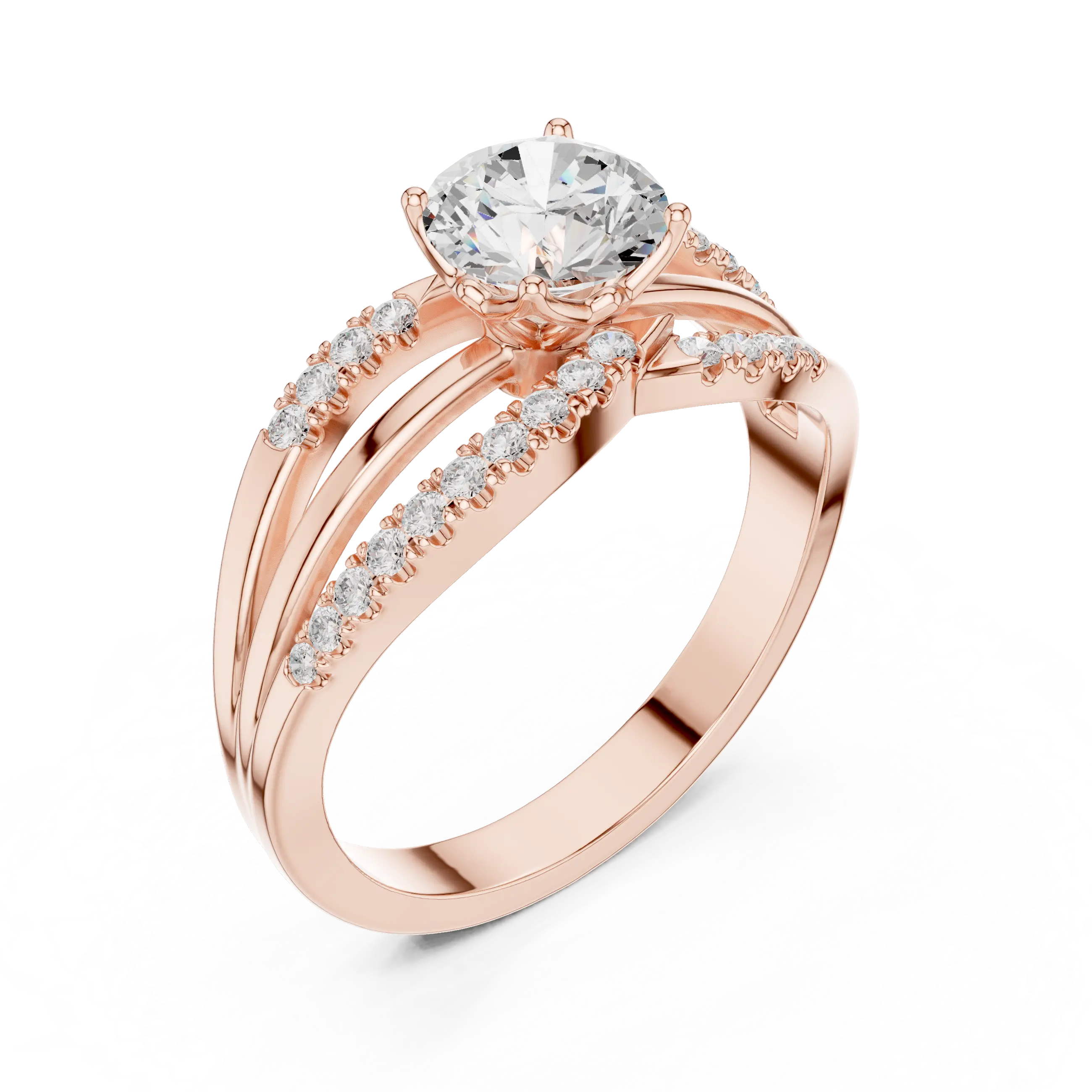 14K Rose Gold Round lab Grown Diamond Engagement Ring
