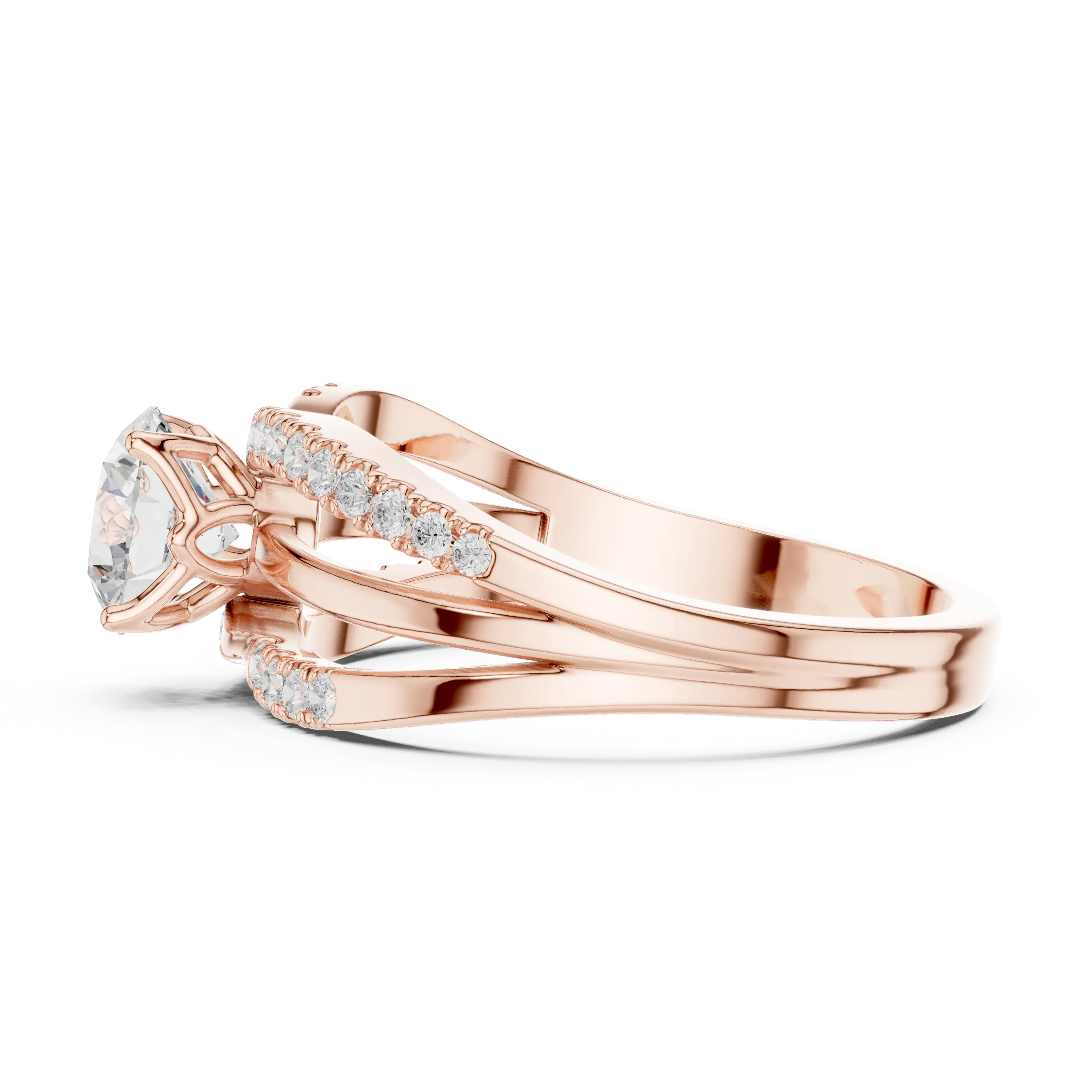 14K Rose Gold Round lab Grown Diamond Engagement Ring