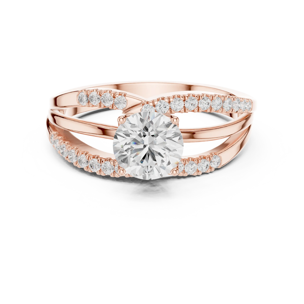 14K Rose Gold Round lab Grown Diamond Engagement Ring