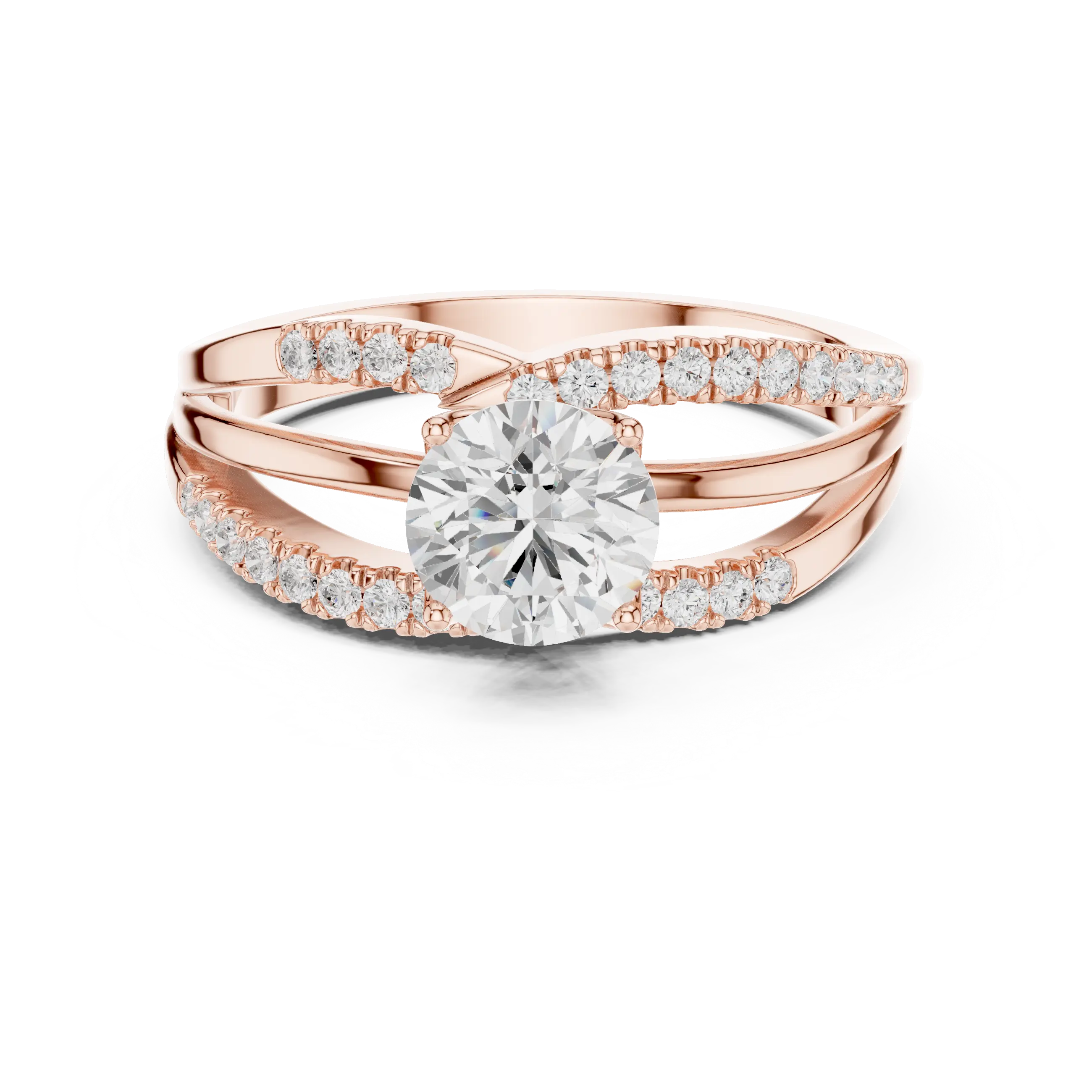 14K Rose Gold Round lab Grown Diamond Engagement Ring