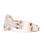 Emerald Cut Solitaire Engagement Ring with Baguette Channel Set Band in 14K Gold
