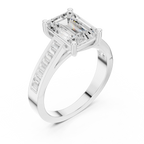 Emerald Cut Solitaire Engagement Ring with Baguette Channel Set Band in 14K Gold