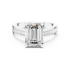 Emerald Cut Solitaire Engagement Ring with Baguette Channel Set Band in 14K Gold