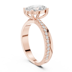 Oval Cut Engagement Ring with Pavé Diamond Accent Band in 10K White Gold