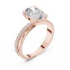 Oval Cut Engagement Ring with Pavé Diamond Accent Band in 10K White Gold