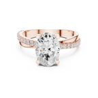 Oval Cut Engagement Ring with Pavé Diamond Accent Band in 10K White Gold